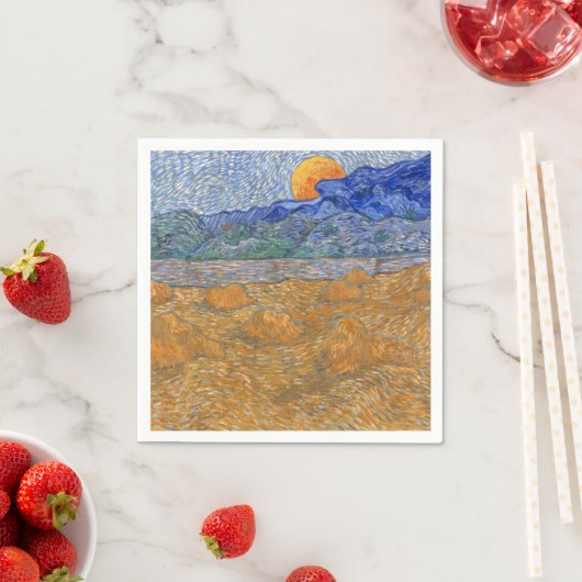 Avond Landschap met de Rising Moon van Van Gogh Servet (Insitu)