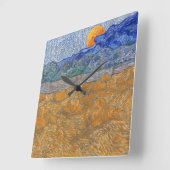 Avond Landschap met de Rising Moon van Van Gogh Vierkante Klok (Hoek)