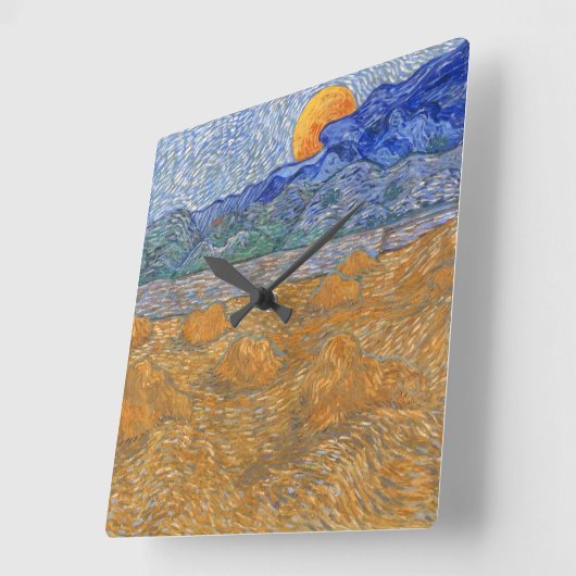 Avond Landschap met de Rising Moon van Van Gogh Vierkante Klok (Hoek)