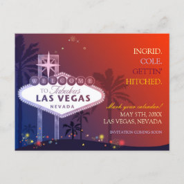 Avond Las Vegas Bruiloft Bewaar de datum Aankondigingskaart