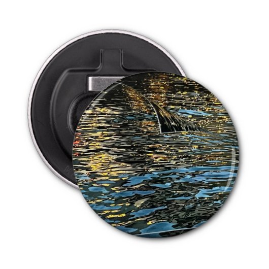 Avond lichten op het zee button flesopener (Voorkant)