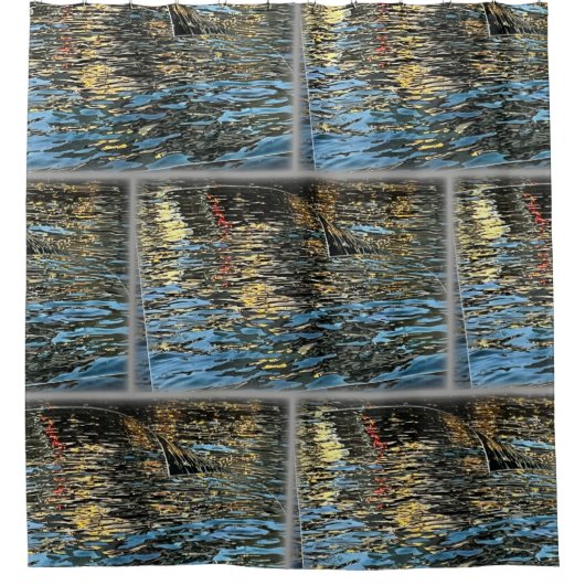 Avond lichten op het zee douchegordijn (Voorkant)