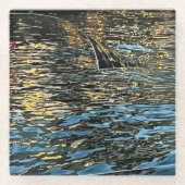 Avond lichten op het zee glazen onderzetter (Voorkant)