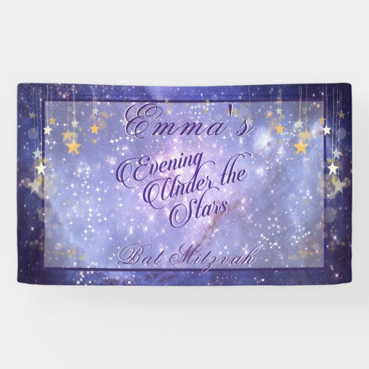 Avond onder de sterren Bat Mitzvah Galaxy Stars Spandoek (Horizontaal)