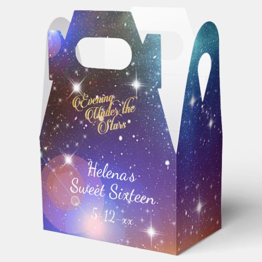 Avond Onder de Sterren Galaxy Sterren Sweet 16 Bedankdoosjes (Geopend)