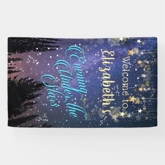 Avond onder de sterren verjaardagsfeest spandoek (Horizontaal)