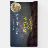 Avond onder de sterren Volle Maan Ruimte Spandoek (Verticaal)