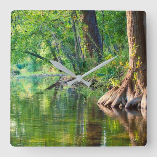 Avond op Cypress Creek Vierkante Klok (Voorkant)