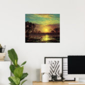 Avond, Owens Lake California, door Albert Bierstad Poster (Thuiskantoor)