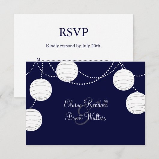 Avond Party Lantern RSVP (marine) Kaartje (Voorkant / Achterkant)