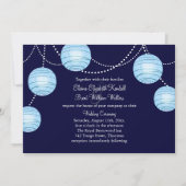 Avond Party Lantern Wedding Invitation in Blue Kaart (Voorkant)