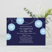 Avond Party Lantern Wedding Invitation in Blue Kaart (Staand voorkant)