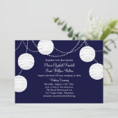 Avond Party Lantern Wedding Invitation (marine) Kaart (Staand voorkant)