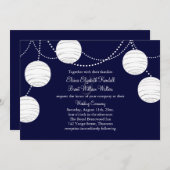 Avond Party Lantern Wedding Invitation (marine) Kaart (Voorkant / Achterkant)