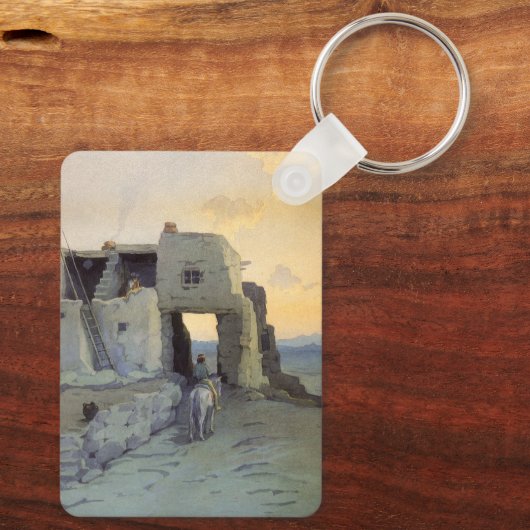 Avond, Pueblo van Walpi door Marion Kavagh Wachtel Sleutelhanger (Achterkant)