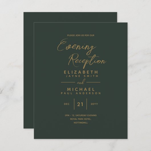 AVOND Receptie Uitnodigingen Groen Gouden Bruiloft (Voorkant / Achterkant)
