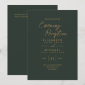AVOND Receptie Uitnodigingen Groen Gouden Bruiloft (Voorkant / Achterkant)