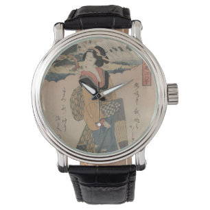 Avond Regen in Karasaki Japanse kunst Horloge