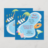 Avond Retro Pool Party-uitnodigingen Kaart (Voorkant / Achterkant)