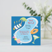 Avond Retro Pool Party-uitnodigingen Kaart (Staand voorkant)