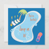 Avond Retro Pool Party-uitnodigingen Kaart (Achterkant)