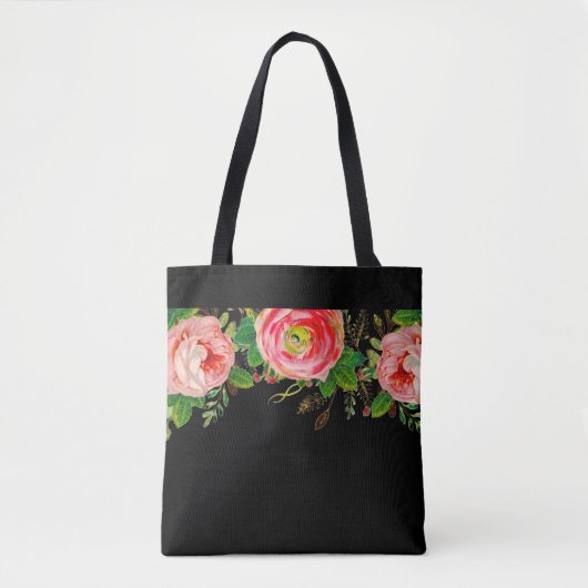 Avond Roos Basic Black Tote Bag (Voorkant)
