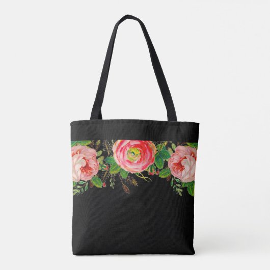 Avond Roos Basic Black Tote Bag (Achterkant)