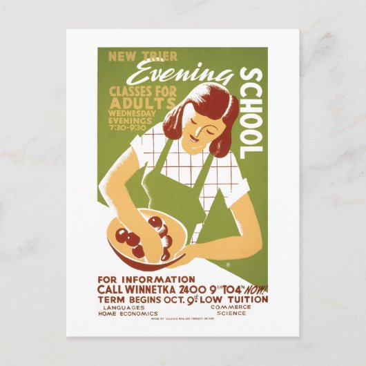 Avond School: Klassen voor volwassenen Briefkaart (Voorkant)