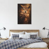 Avond Sentinel | Uil Kunst | Opgespannen Canvas Afdruk (Insitu (Slaapkamer))