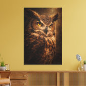 Avond Sentinel | Uil Kunst | Opgespannen Canvas Afdruk (Insitu (Woonkamer))