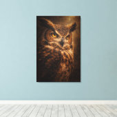 Avond Sentinel | Uil Kunst | Opgespannen Canvas Afdruk (Insitu (Houten vloer))