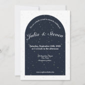 Avond Starlight Navy Blue Arch & Stars Wedding Kaart (Voorkant)