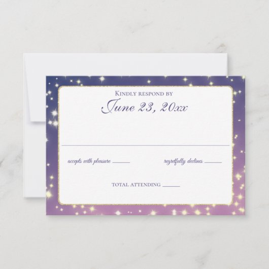 Avond Stars Twinkle Wedding Response RSVP Kaartje (Voorkant)