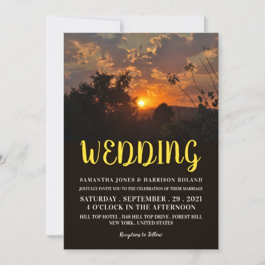 Avond Sunset Scene, Rustic Wedding Kaart (Voorkant)
