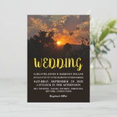 Avond Sunset Scene, Rustic Wedding Kaart (Staand voorkant)