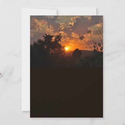 Avond Sunset Scene, Rustic Wedding Kaart (Achterkant)