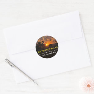 Avond Sunset Scene, Rustic Wedding Ronde Sticker