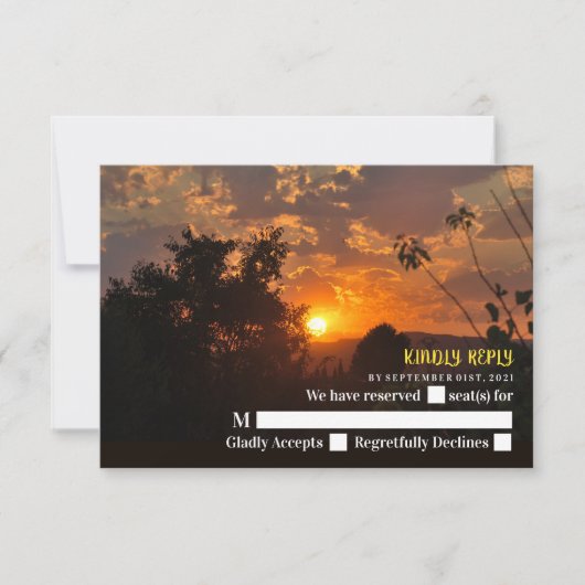 Avond Sunset Scene, Rustic Wedding RSVP Kaartje (Voorkant)