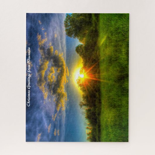 Avond Sunset Wisconsin. kerstcadeautjes Legpuzzel (Verticaal)