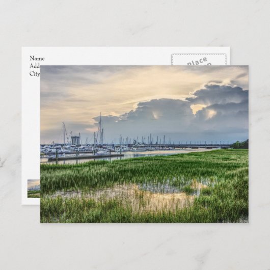 Avond te Charleston Harbour Briefkaart (Voorkant / Achterkant)