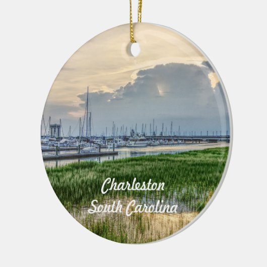 Avond te Charleston Harbour Keramisch Ornament (Links)