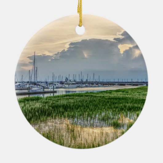 Avond te Charleston Harbour Keramisch Ornament (Achterkant)