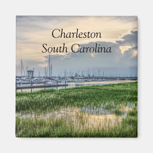 Avond te Charleston Harbour Magneet (Voorkant)