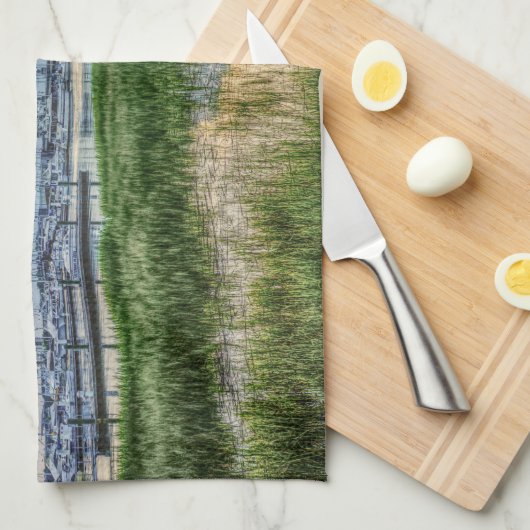 Avond te Charleston Harbour Theedoek (Quarter Fold)