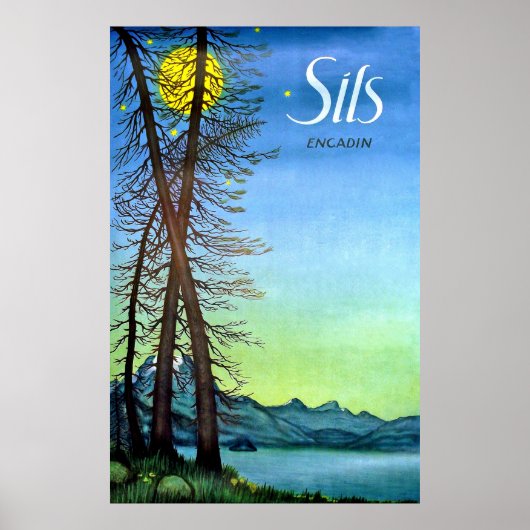 Avond te Sils, Engadin, Zwitserland,  Poster (Voorkant)