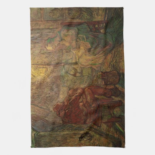 Avond - The Watch by Vincent van Gogh Theedoek (Verticaal)