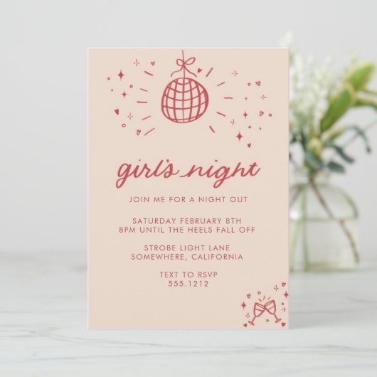 AVOND UIT NODIGING VOOR MEISJES KAART (Staand voorkant)