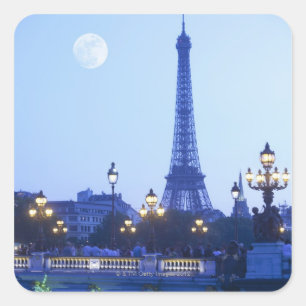 Avond Uitzicht Eiffeltoren Vierkante Sticker