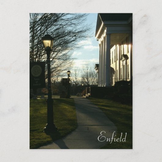 Avond Uitzicht Enfield Town Hall, Connecticut Briefkaart (Voorkant)