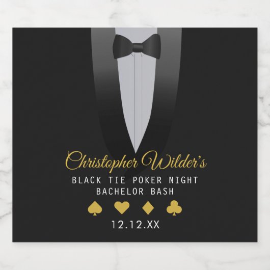 Avond van Black Tie Poker Bachelorfeest Bier Etiket (Enkel label)